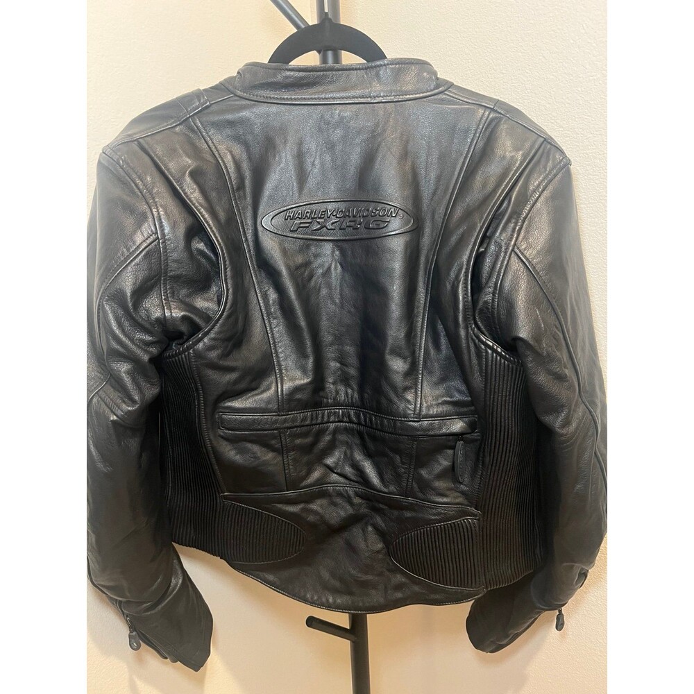 Harley Davidson FXRG Heavyweight Leather Padded Jacket Black Coat Women’s M - Picture 4 of 7